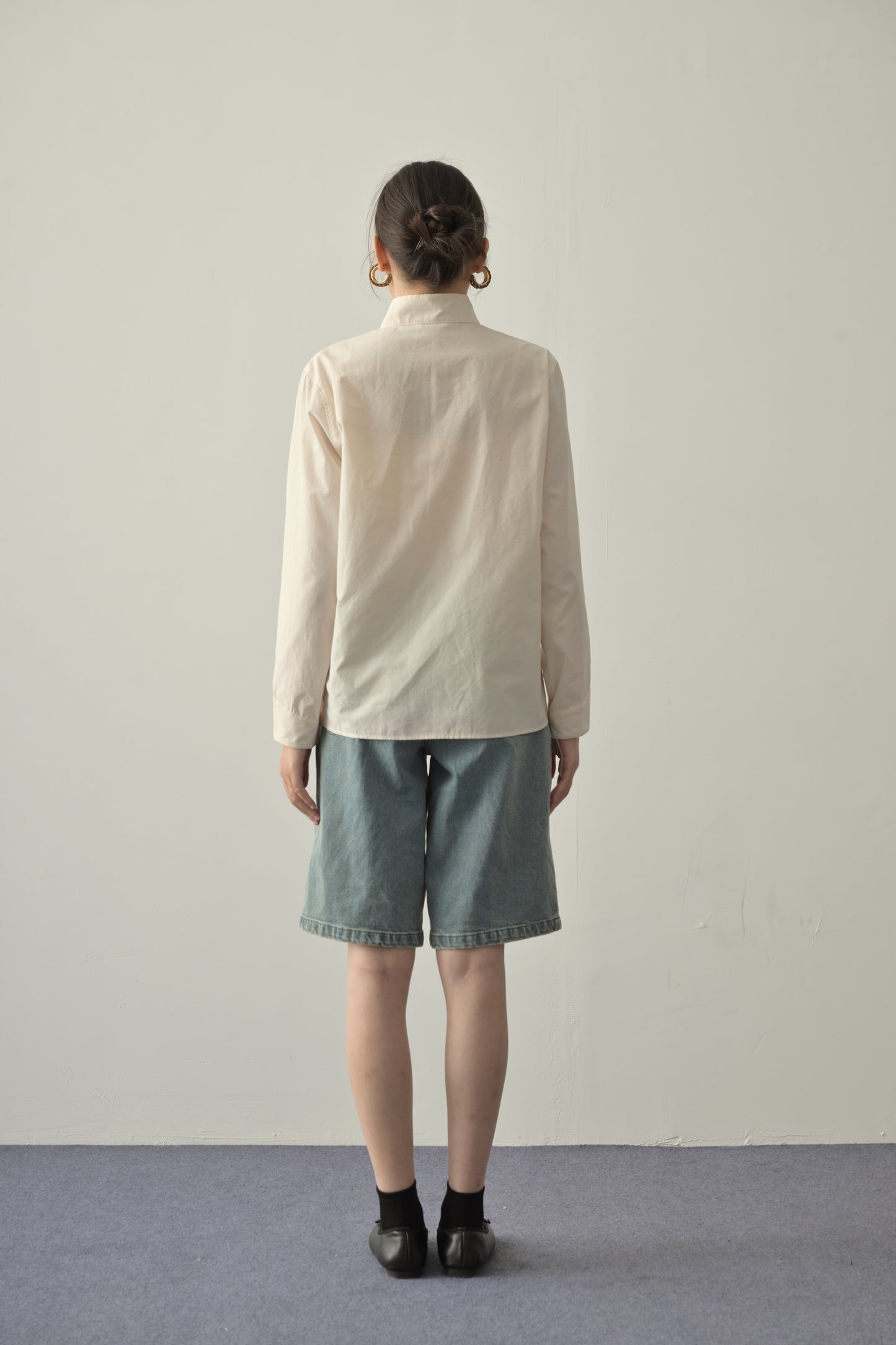 細節質感雙門襟立領恤衫 Chic Double Placket Stand Collar Shirt