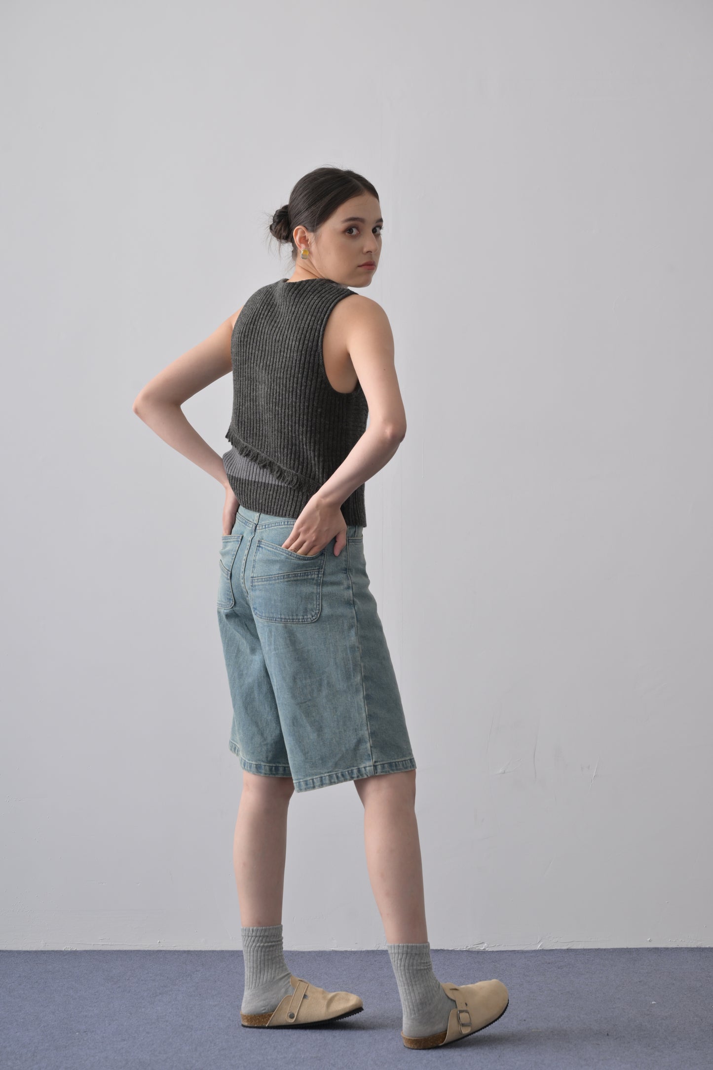 Vintage Washed Baggy Mid-rise Bermuda Jorts