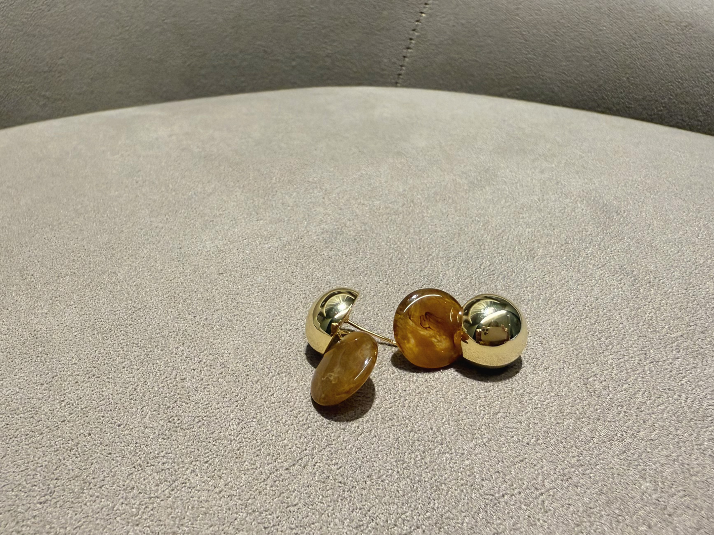 鍍金咖啡M&M耳釘 Golden Coffee Beans Earring