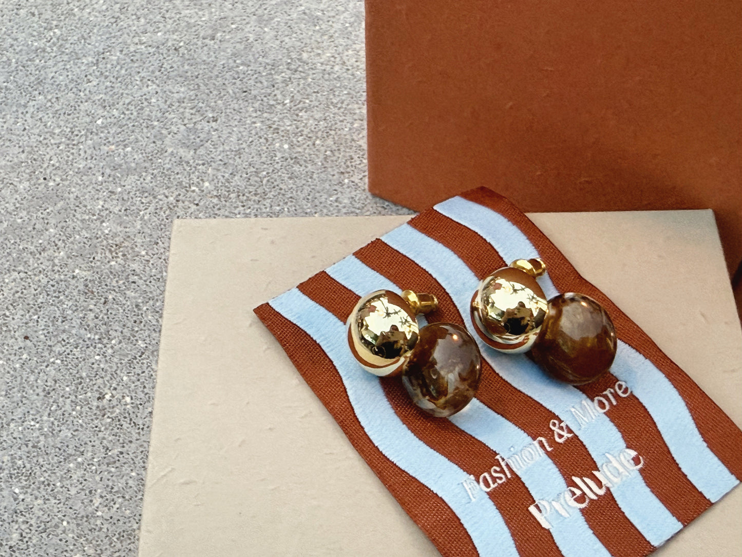 鍍金咖啡M&M耳釘 Golden Coffee Beans Earring