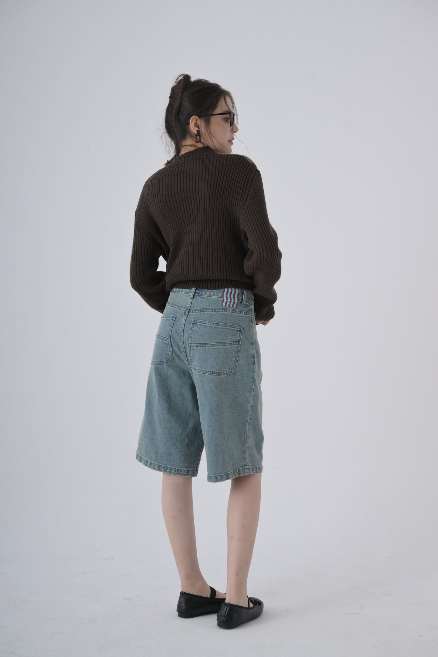 羊毛混紡不規則拼色冷衫 Wool-blend Fringed Contrast Rib-knit Jumper