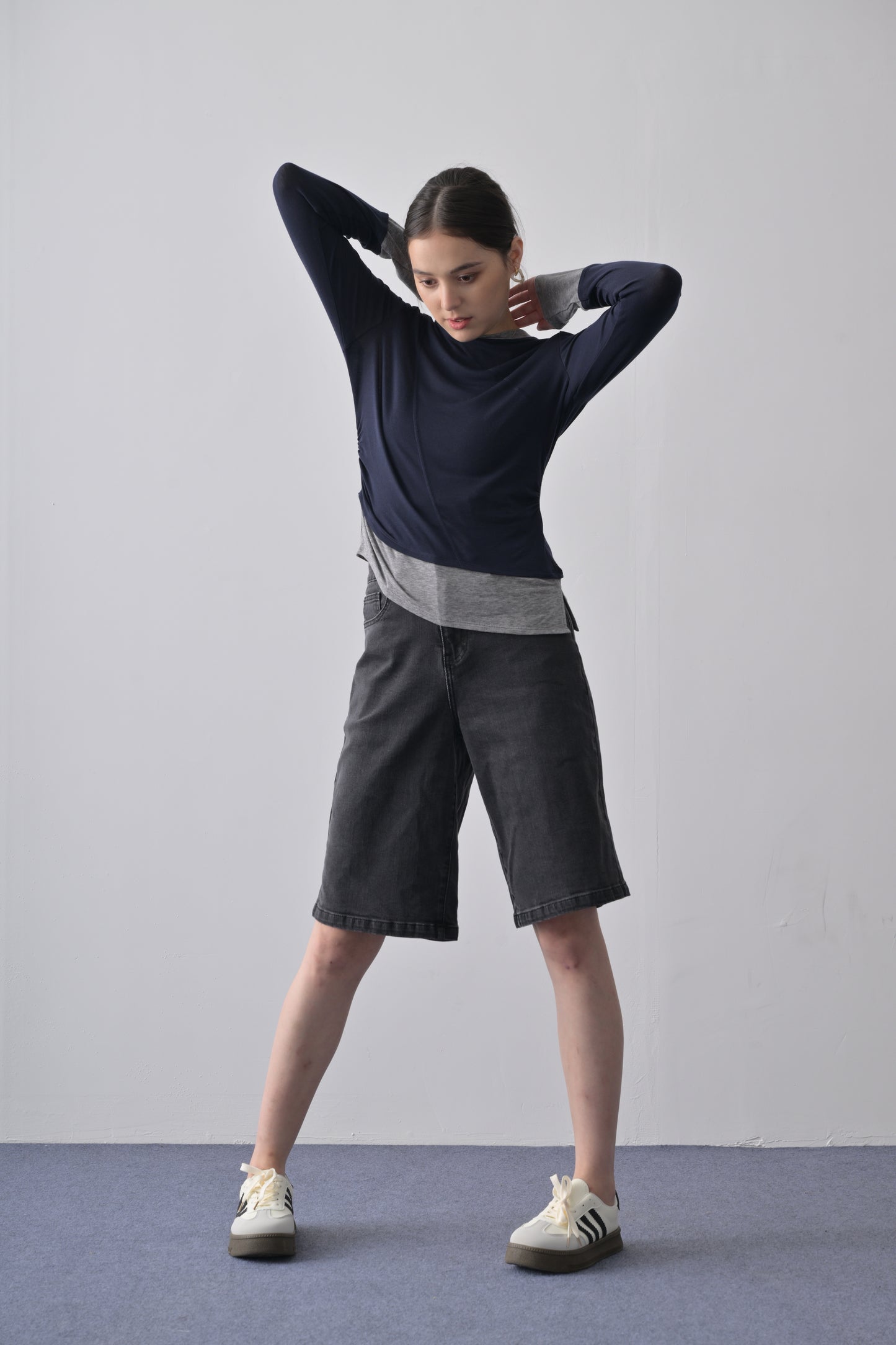 親膚萊賽爾羊毛撞色長袖衫 Lyocell Wool blend Long-sleeve Tee