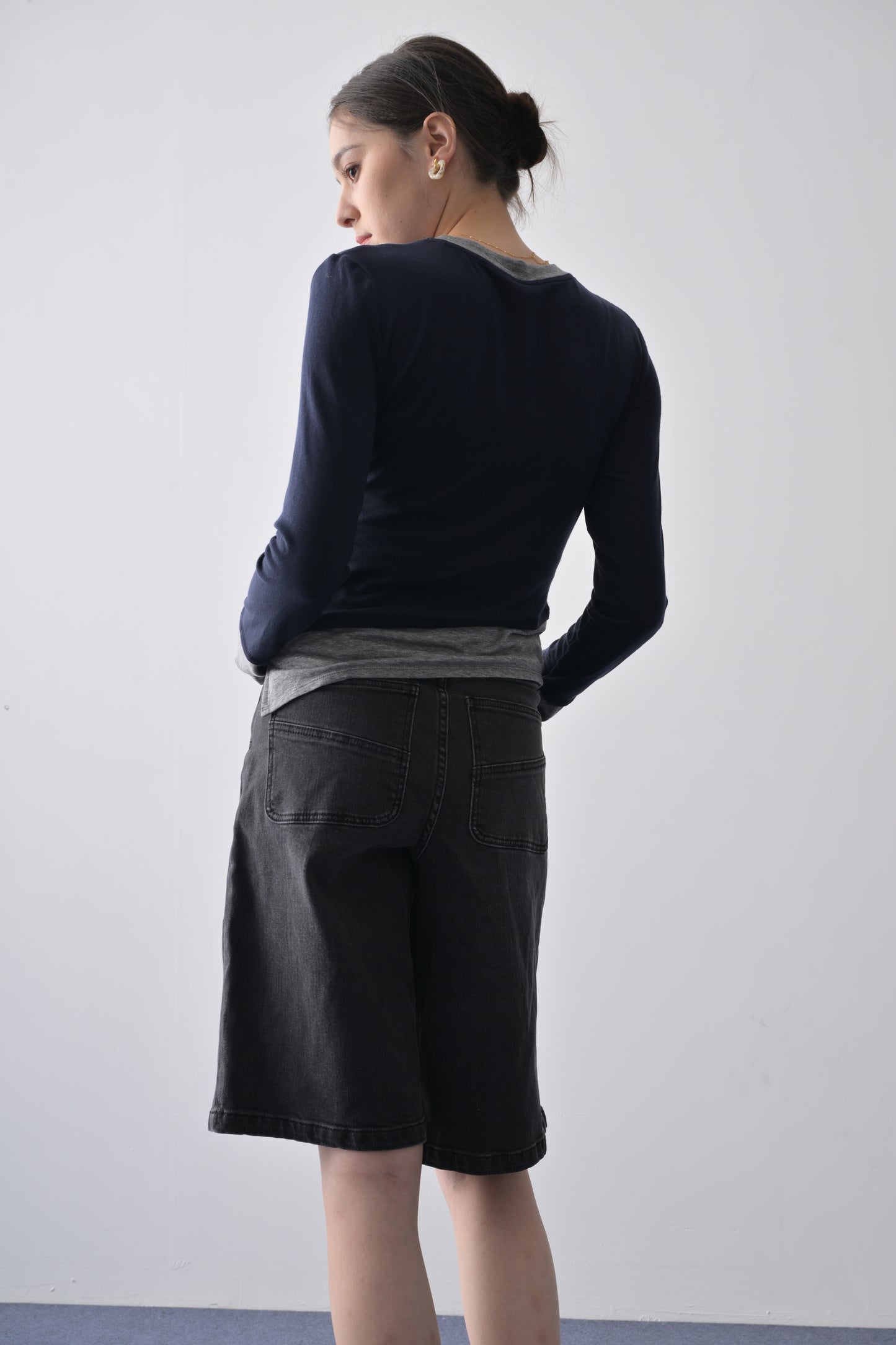 親膚萊賽爾羊毛撞色長袖衫 Lyocell Wool blend Long-sleeve Tee