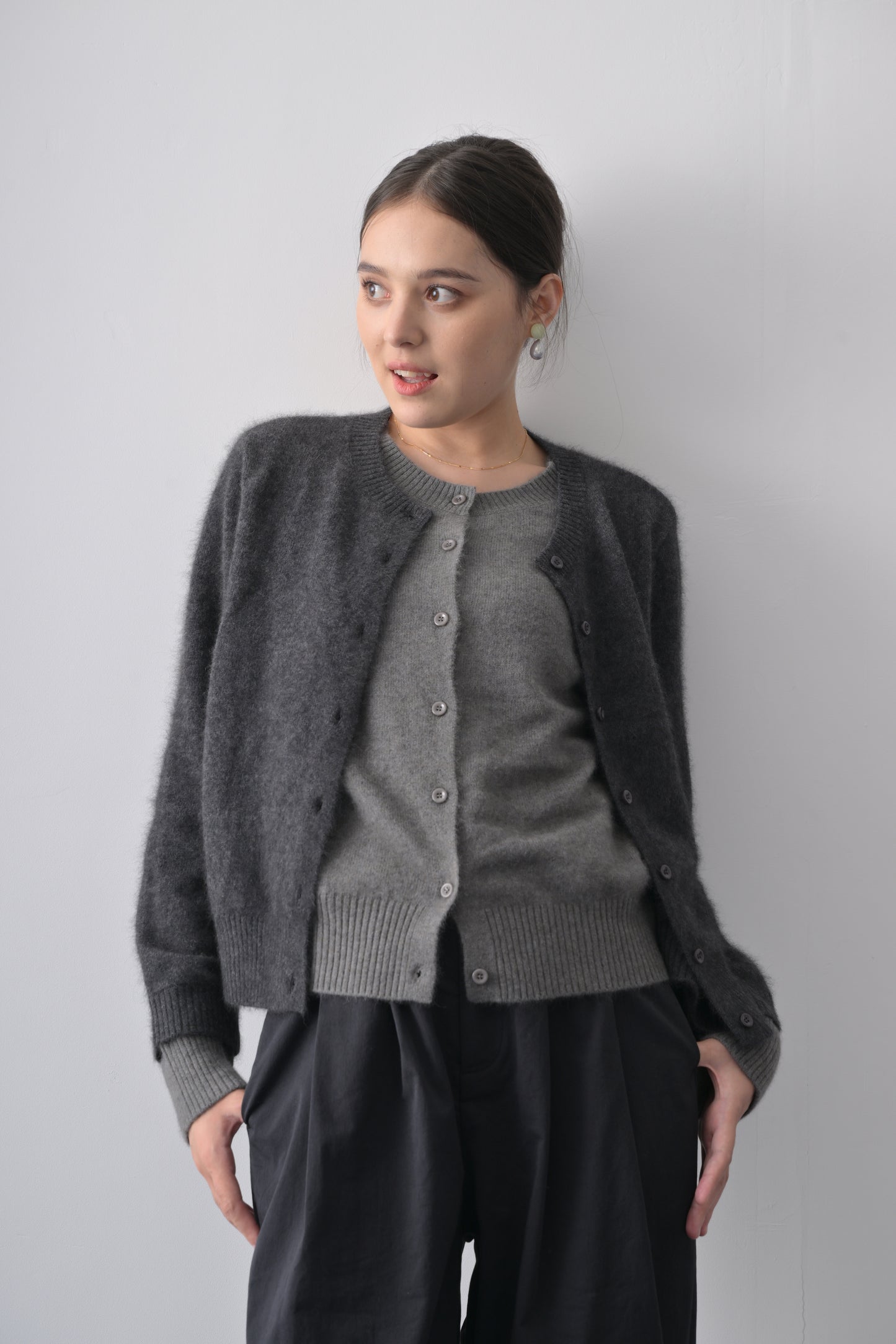 浣熊絨羊毛假兩件開胸冷衫 Versatile 3-way Raccoon Wool Blend Cardigan