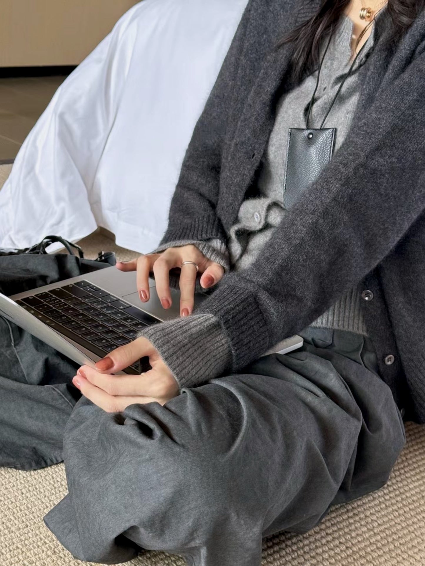 浣熊絨羊毛假兩件開胸冷衫 Versatile 3-way Raccoon Wool Blend Cardigan