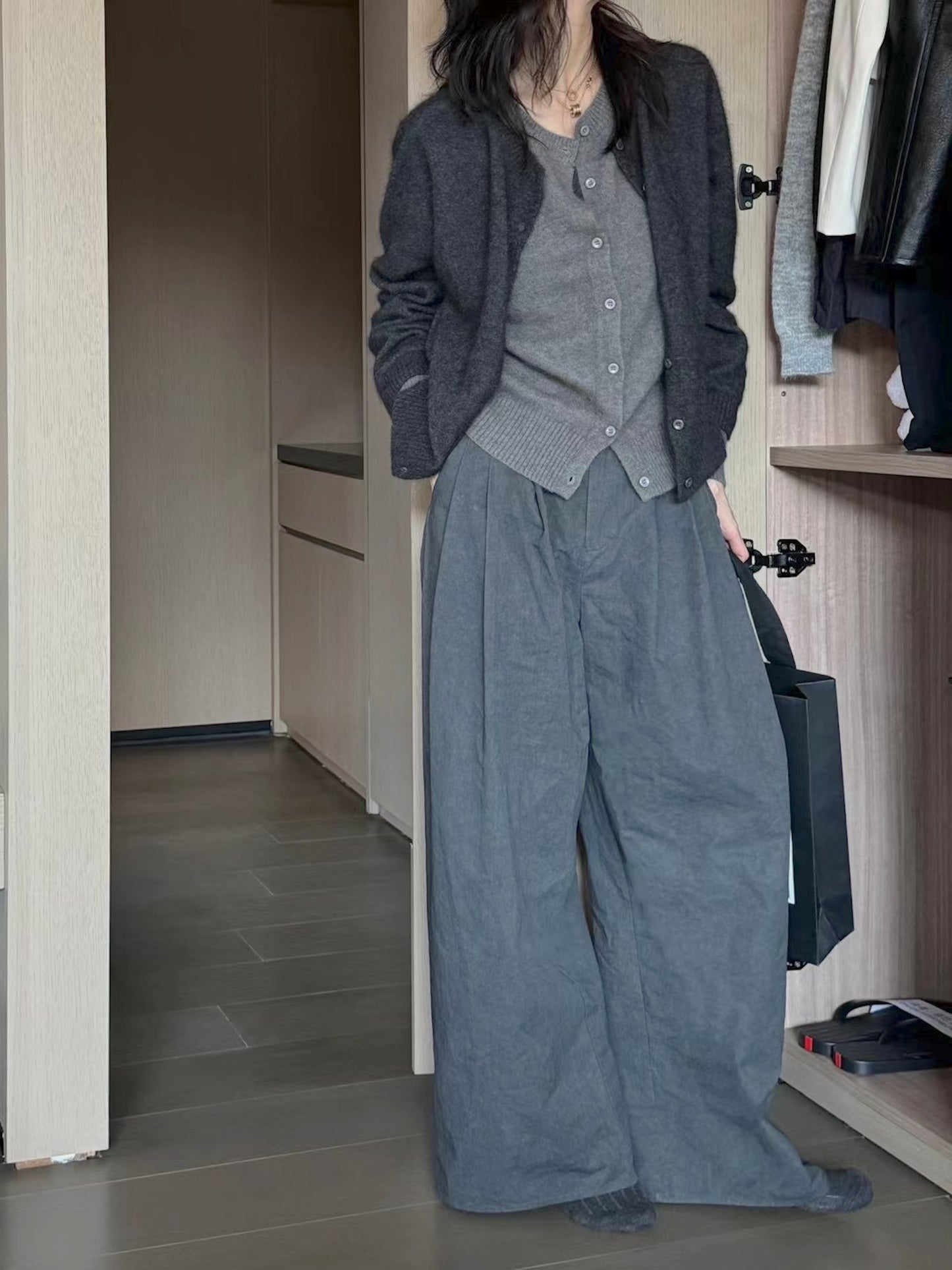 浣熊絨羊毛假兩件開胸冷衫 Versatile 3-way Raccoon Wool Blend Cardigan