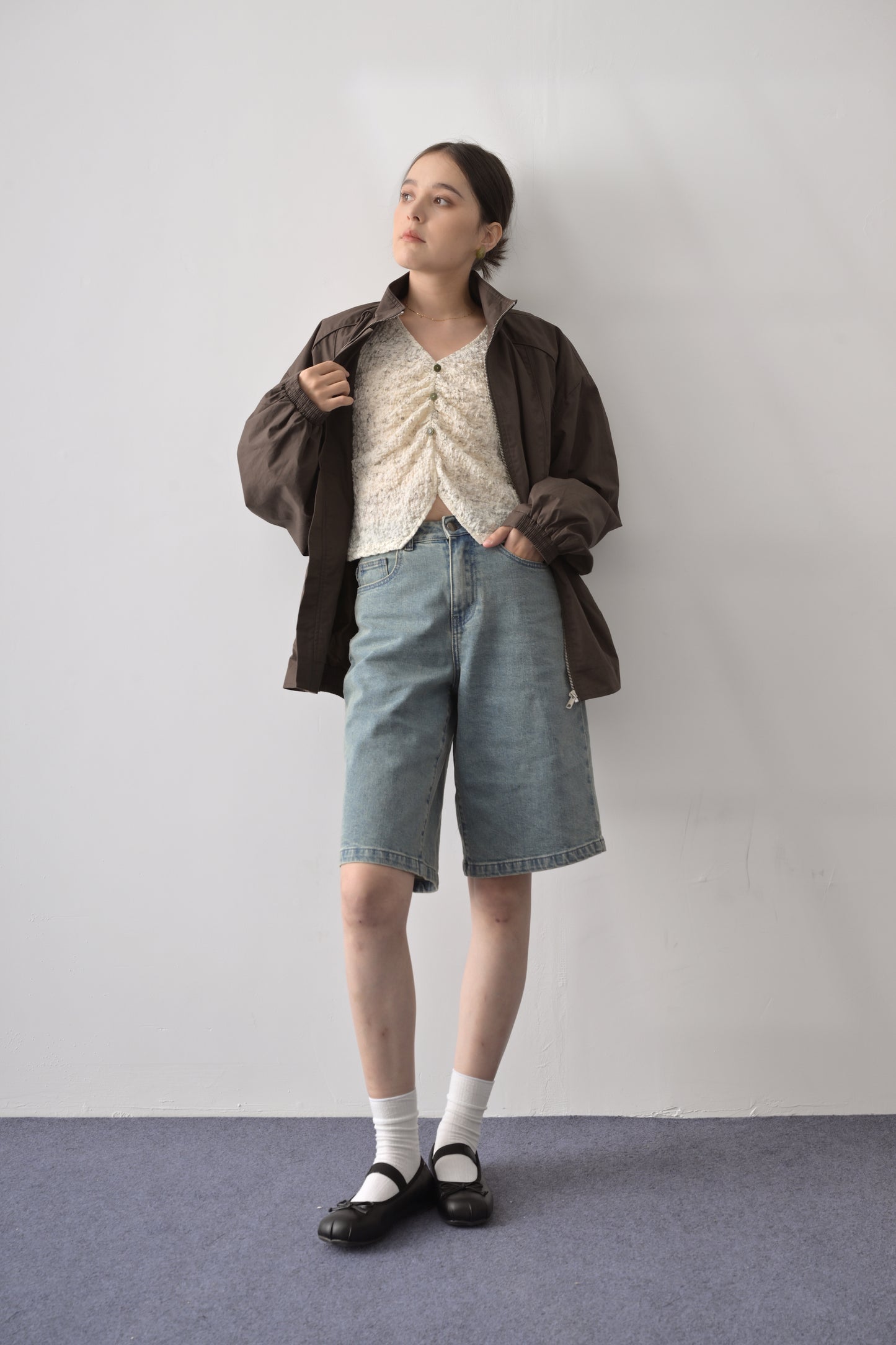 懷舊洗水百慕達牛仔短褲  Vintage Washed Baggy Mid-rise Bermuda Jorts