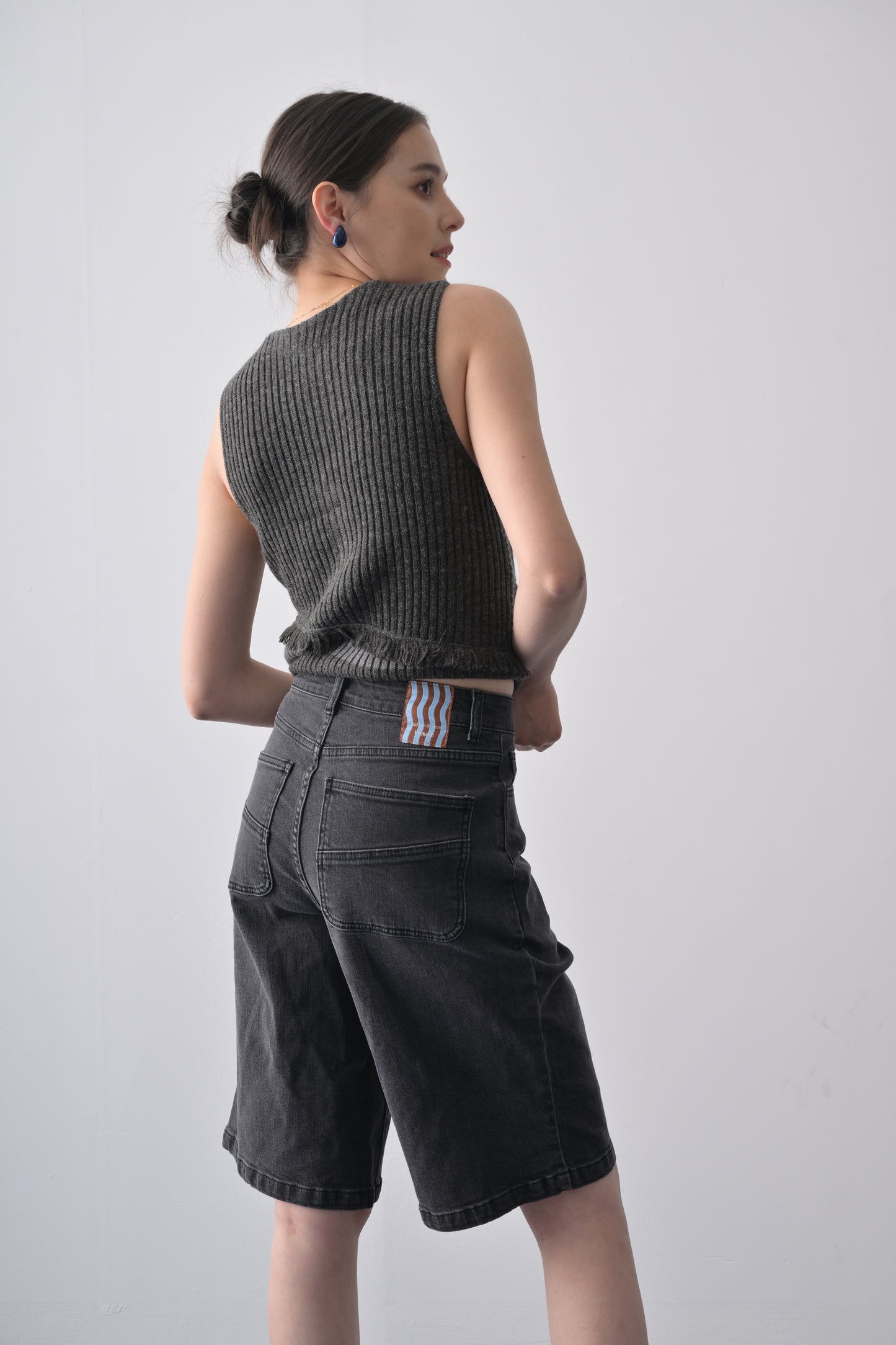 Fringe Detail Contrast Rib-Knit Co-ord, Vest
