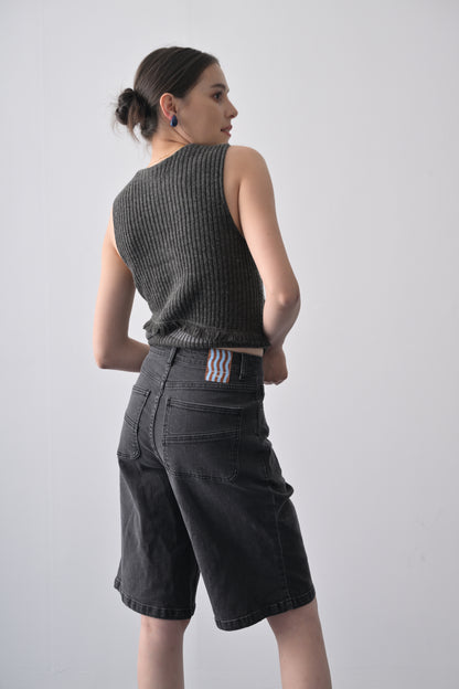 Fringe Detail Contrast Rib-Knit Co-ord, Vest