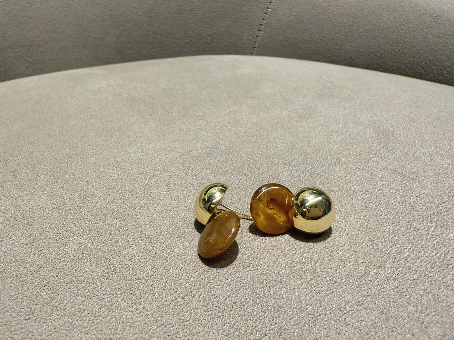 镀金咖啡M&amp;M耳钉"Golden Coffee Beans" Earring