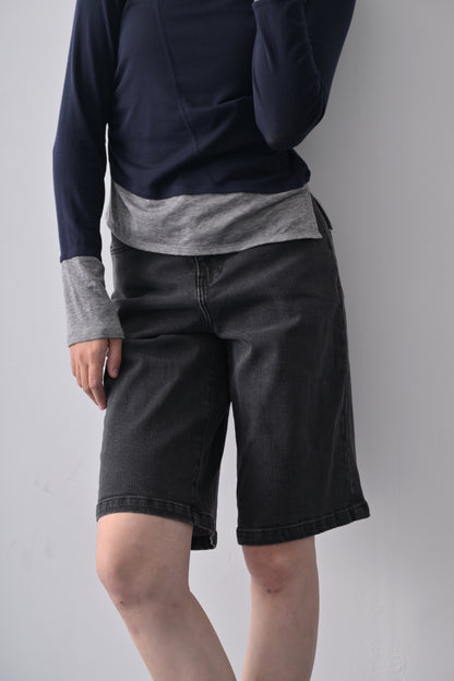 懷舊洗水百慕達牛仔短褲  Vintage Washed Baggy Mid-rise Bermuda Jorts