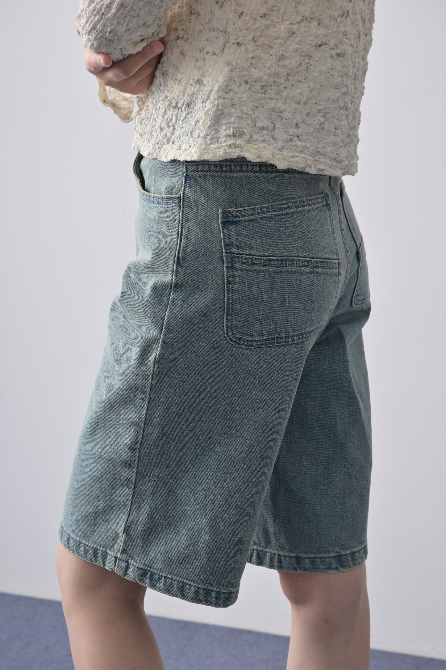 懷舊洗水百慕達牛仔短褲  Vintage Washed Baggy Mid-rise Bermuda Jorts