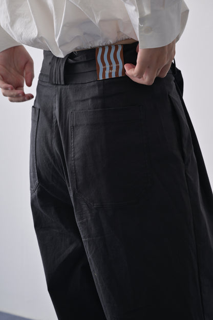 寬褲耳高腰闊腿褲配腰帶  Tailored Wide-leg Trousers with Belt